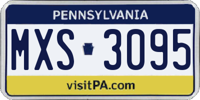 PA license plate MXS3095