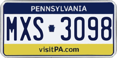 PA license plate MXS3098