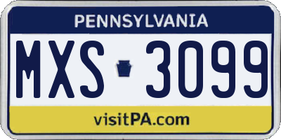 PA license plate MXS3099