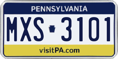 PA license plate MXS3101