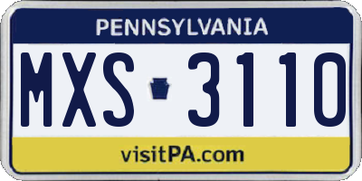 PA license plate MXS3110