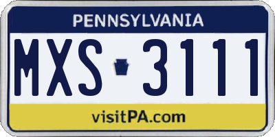 PA license plate MXS3111