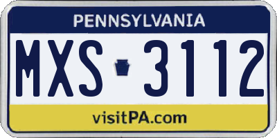 PA license plate MXS3112