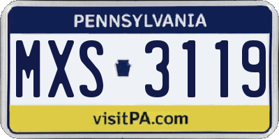 PA license plate MXS3119