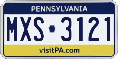PA license plate MXS3121
