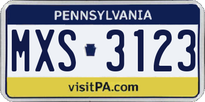 PA license plate MXS3123