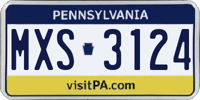 PA license plate MXS3124