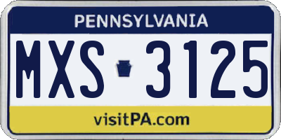 PA license plate MXS3125