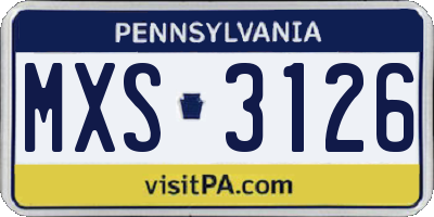 PA license plate MXS3126