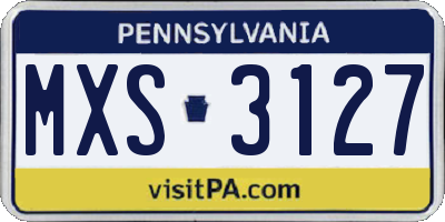 PA license plate MXS3127