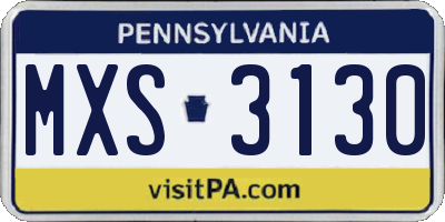 PA license plate MXS3130