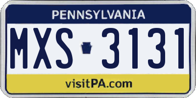 PA license plate MXS3131