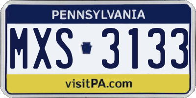 PA license plate MXS3133