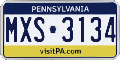 PA license plate MXS3134