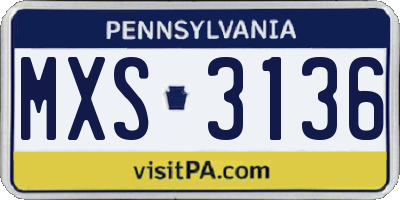 PA license plate MXS3136