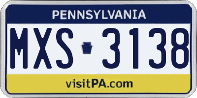 PA license plate MXS3138