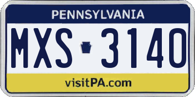 PA license plate MXS3140
