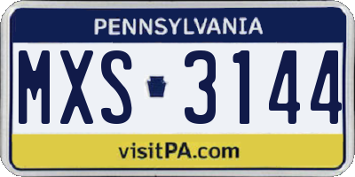 PA license plate MXS3144