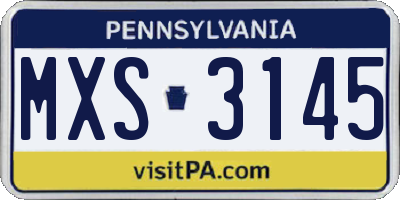 PA license plate MXS3145