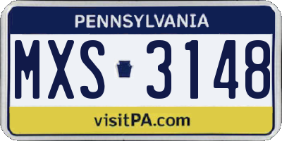 PA license plate MXS3148