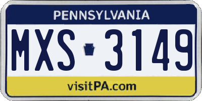 PA license plate MXS3149