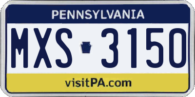 PA license plate MXS3150