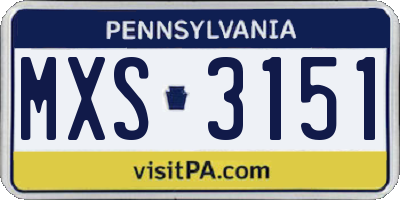 PA license plate MXS3151