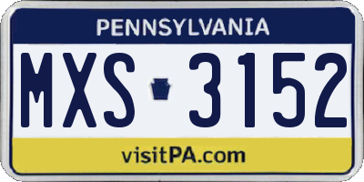 PA license plate MXS3152