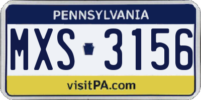 PA license plate MXS3156