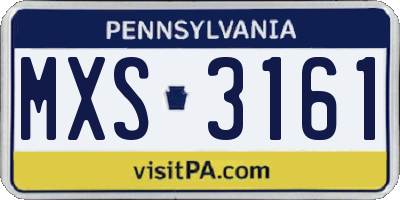 PA license plate MXS3161