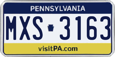 PA license plate MXS3163