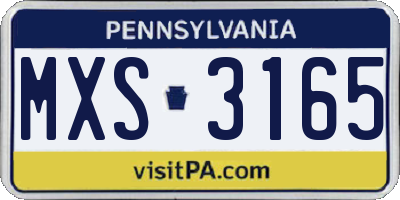PA license plate MXS3165