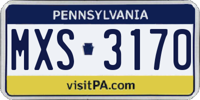 PA license plate MXS3170