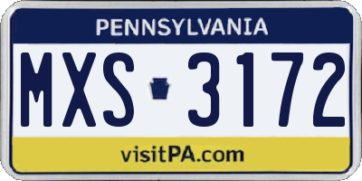 PA license plate MXS3172