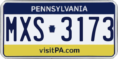 PA license plate MXS3173