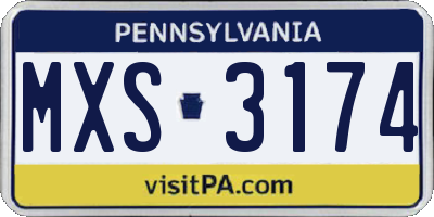 PA license plate MXS3174