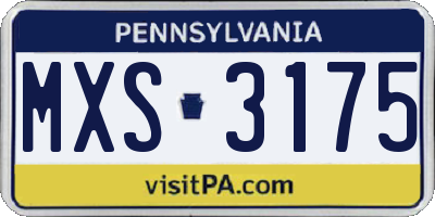 PA license plate MXS3175