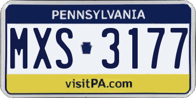 PA license plate MXS3177