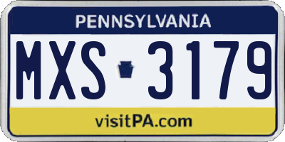 PA license plate MXS3179