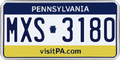 PA license plate MXS3180