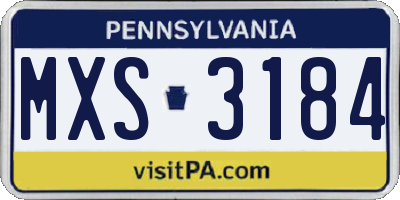 PA license plate MXS3184