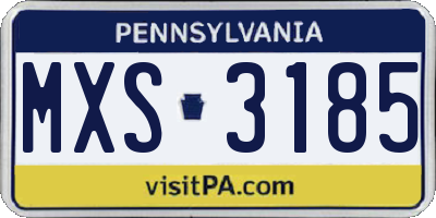 PA license plate MXS3185