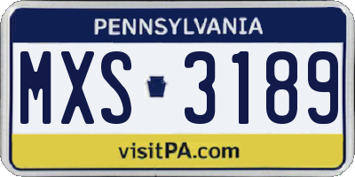 PA license plate MXS3189