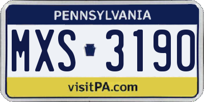 PA license plate MXS3190