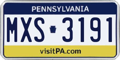 PA license plate MXS3191