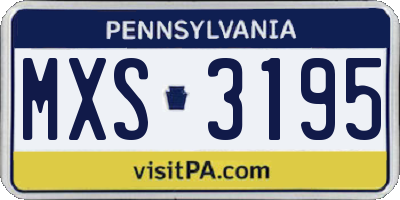 PA license plate MXS3195
