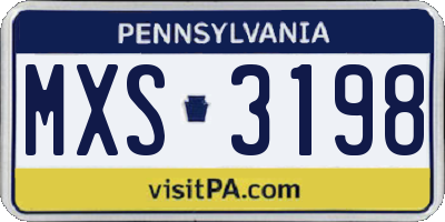 PA license plate MXS3198