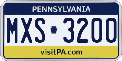 PA license plate MXS3200
