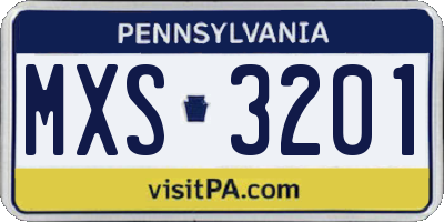 PA license plate MXS3201