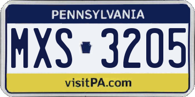 PA license plate MXS3205